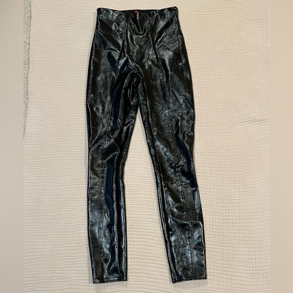 Spanx Faux Patent Leather Leggings Black XS - Picture 2 of 16